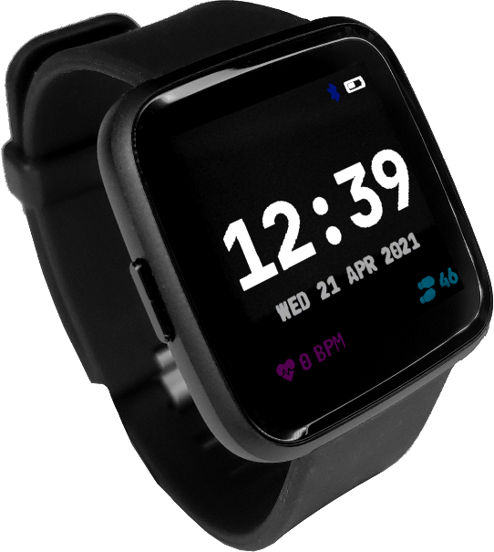 Thycc PineTime Watch on a wrist, showing the time, heart rate, and step count